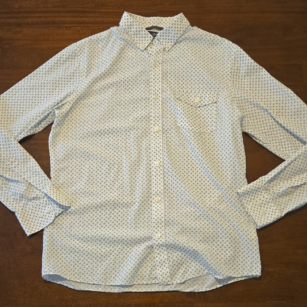 1901 White and Blue Casual Button Down Shirt